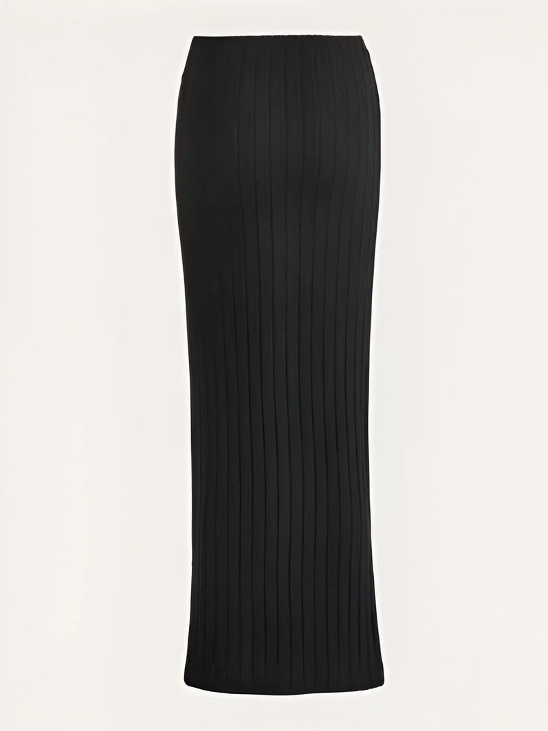 Women's high-waist ribbed knit pencil skirt