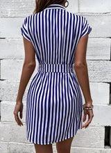 Striped Lace-Up Midi Dress