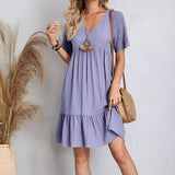 Women's V-Neck Ruffle Peplum Dress