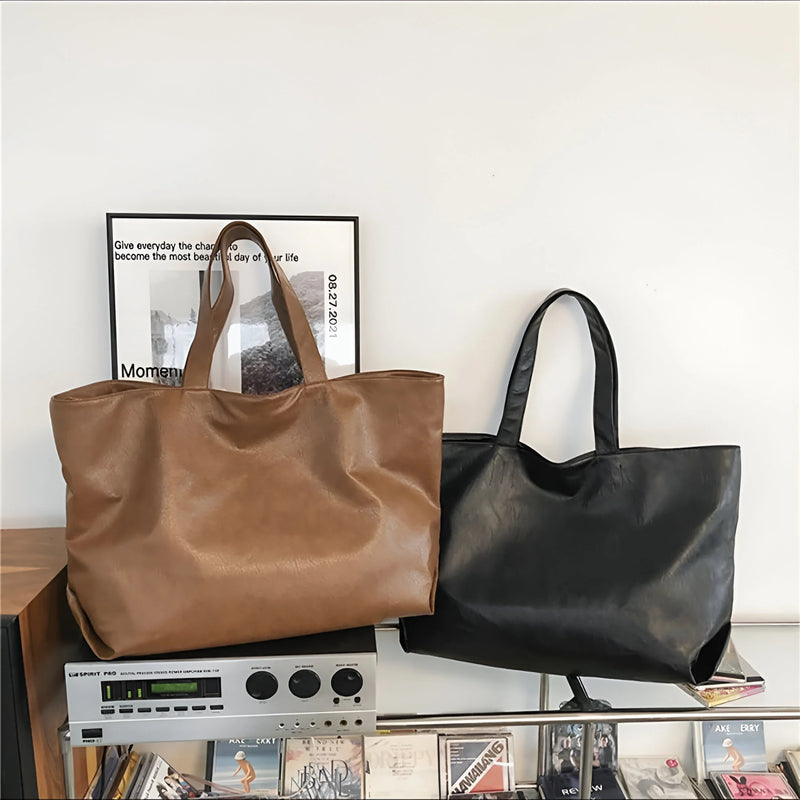 Women's Retro-Style Large Capacity Leather  Tote Bag