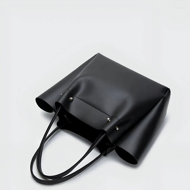 Split Leather Tote Bag with Zipper Closure