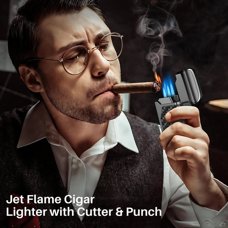 Jet Flame Cigar Lighter with Cutter & Punch