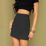 Women's high-waist faux suede mini skirt