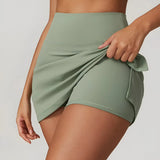 High-waist athletic skort with built-in shorts