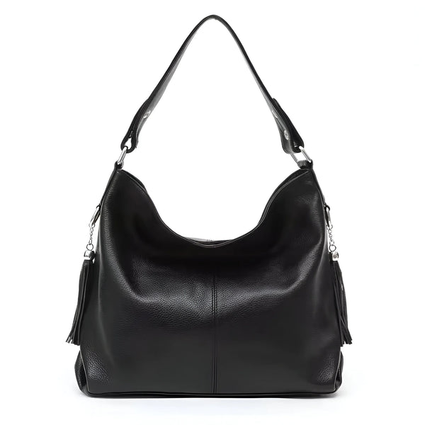 Stylish Leather Crossbody Bag with Tassel Details