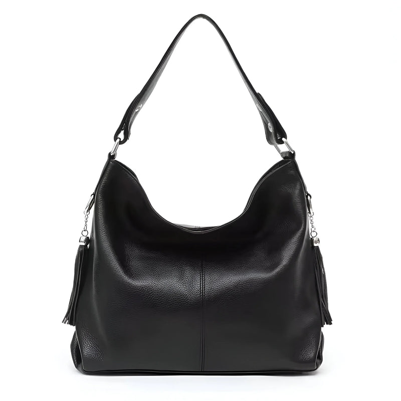 Stylish Leather Crossbody Bag with Tassel Details