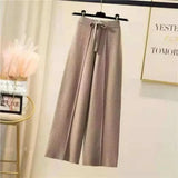 Women's high-waisted knit wide-leg pants