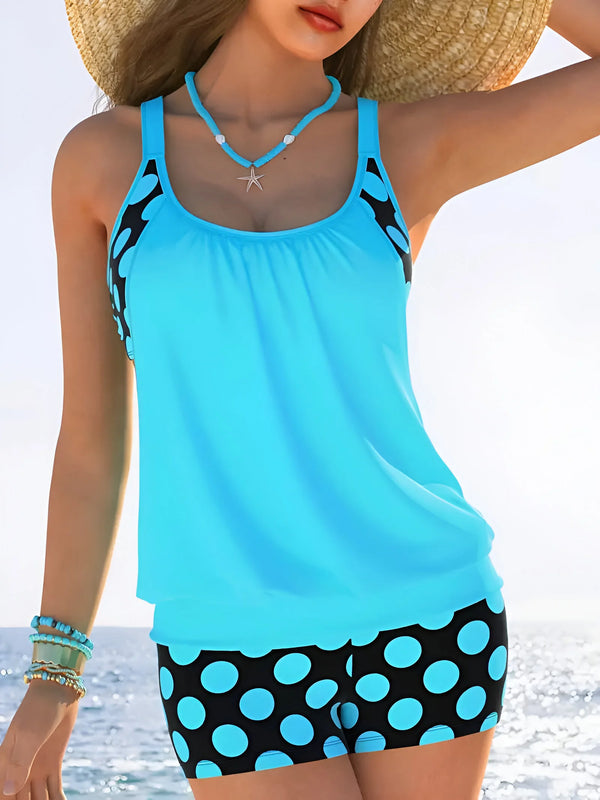 Women's Colorful Polka Dot Swimsuit Two Piece Set