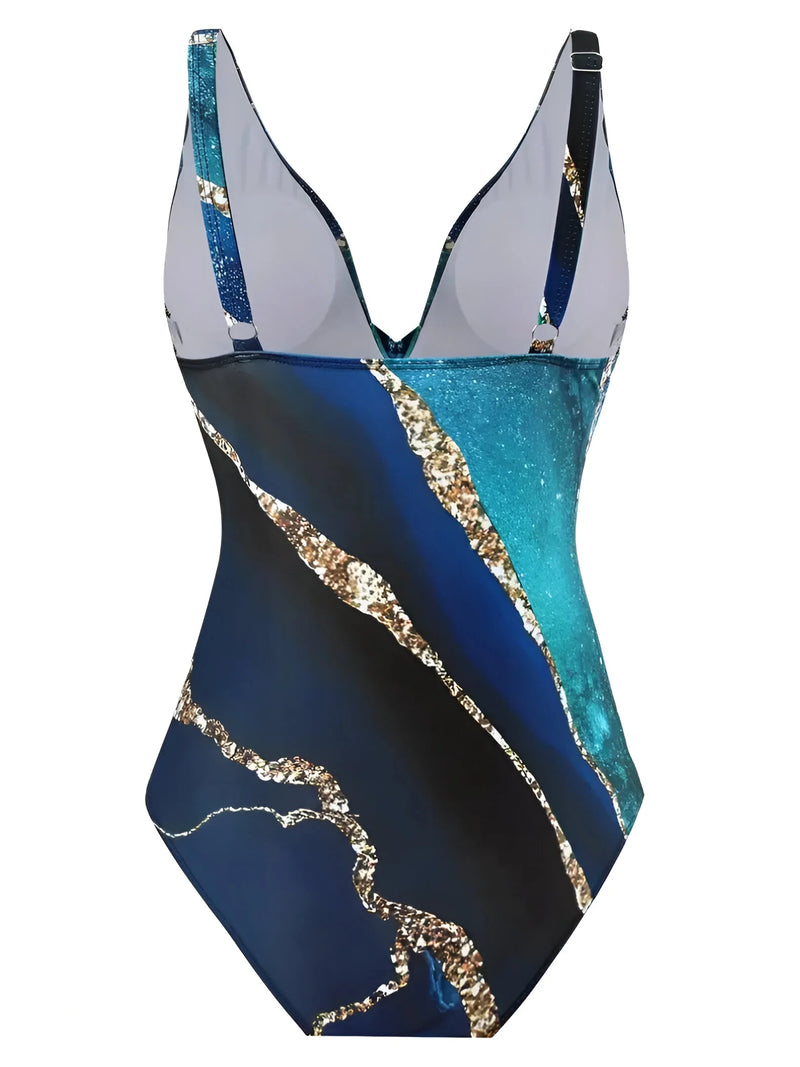 Tropical Print Two-Piece Swimsuit & Sarong Set