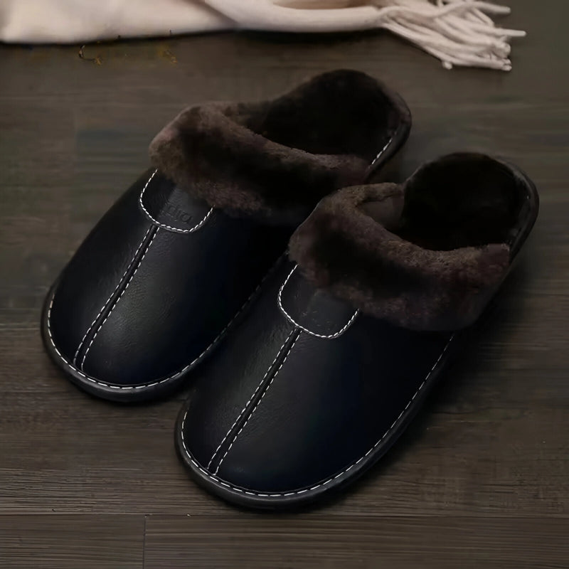 Winter Waterproof PU Leather Slippers