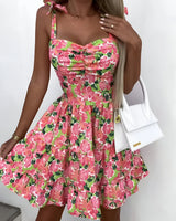 Printed Waist Fold-Up Dress