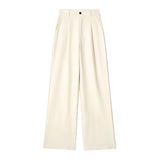 Striped & Solid Color High-Waisted Wide-Leg Pants