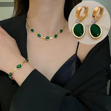 Emerald Pendant Jewelry Set