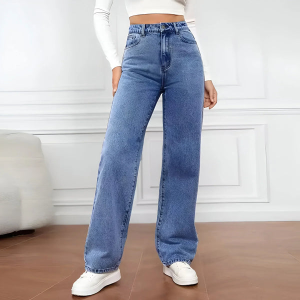 High-waisted wide-leg jeans