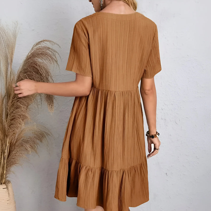 Women's V-Neck Ruffle Peplum Dress