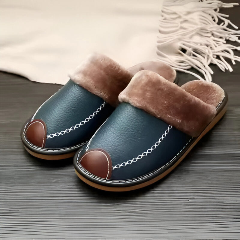 Winter Waterproof PU Leather Slippers
