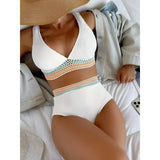High-Waist Bikini Set with Crochet Details