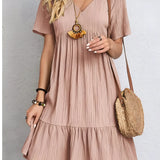 Women's V-Neck Ruffle Peplum Dress