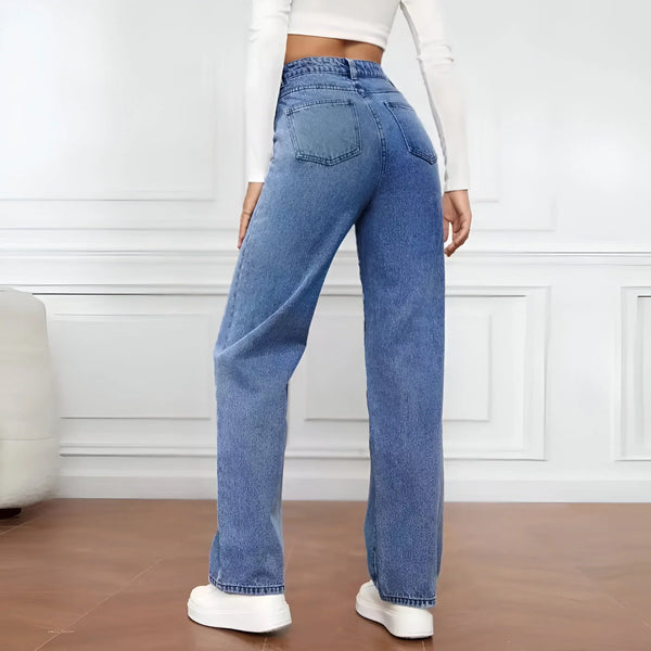 High-waisted wide-leg jeans