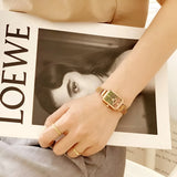 Rectangular Dial Stainless Steel Mesh Watch for Women