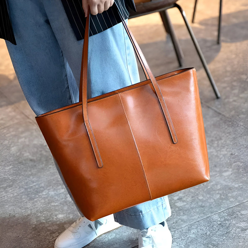Stylish Leather Large Tote Bag