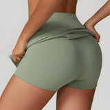 High-waist athletic skort with built-in shorts
