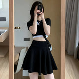 High-waist pleated tennis skirt