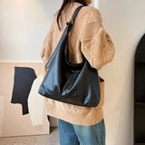 Leather Shoulder Bag with Button Closure