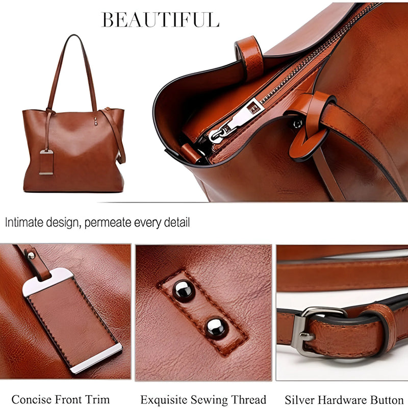 Vintage Large Capacity Leather Tote Bag