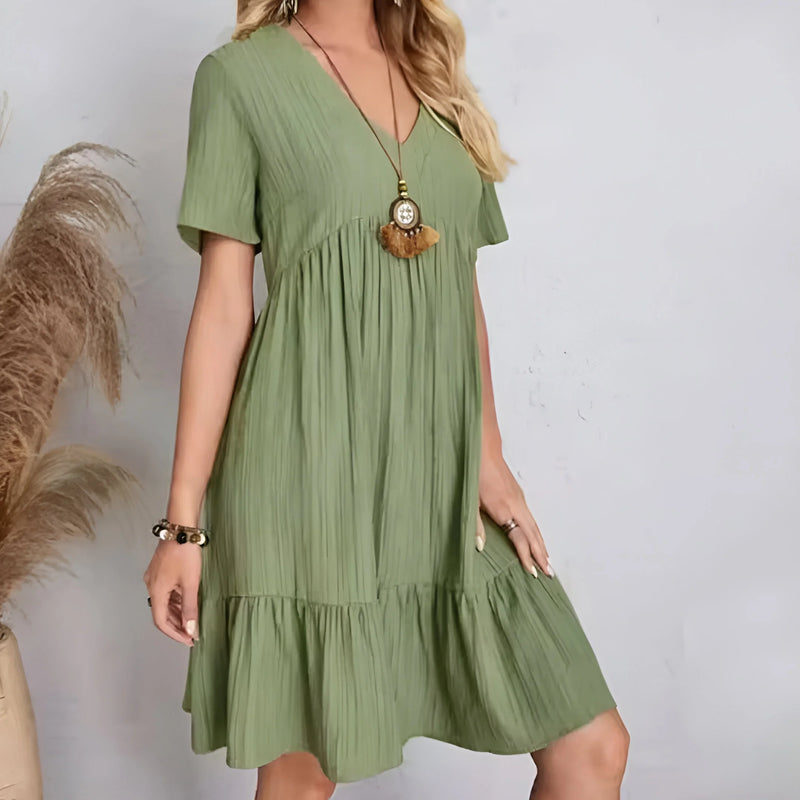 Women's V-Neck Ruffle Peplum Dress