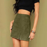 Women's high-waist faux suede mini skirt