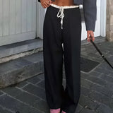 Women's High-Waisted Lace-Up Straight Pants