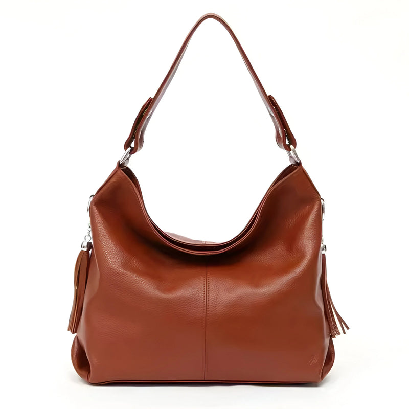 Stylish Leather Crossbody Bag with Tassel Details
