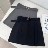 High-waist pleated A-line skirt