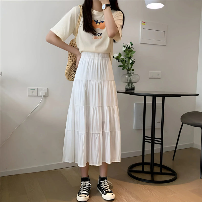 Women's high-waist chiffon A-line skirt