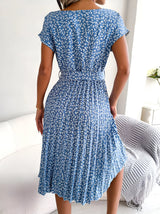 Floral Pleated A-Line Maxi Dress