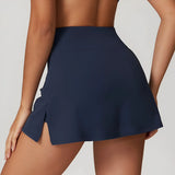 High-waist athletic skort with built-in shorts