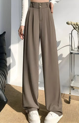 High-waisted wide-leg pleated pants