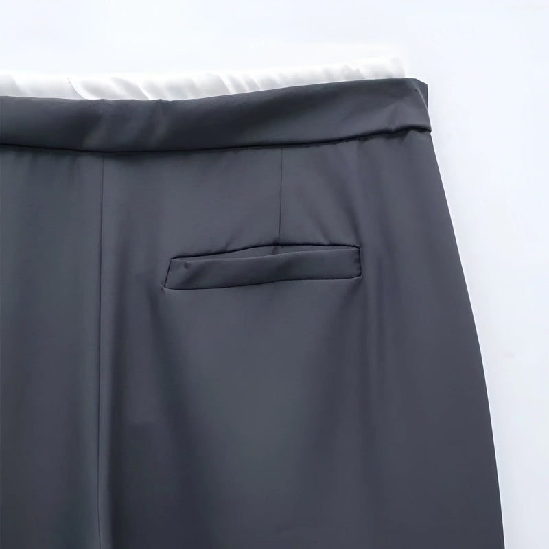 Women's High-Waisted Lace-Up Straight Pants