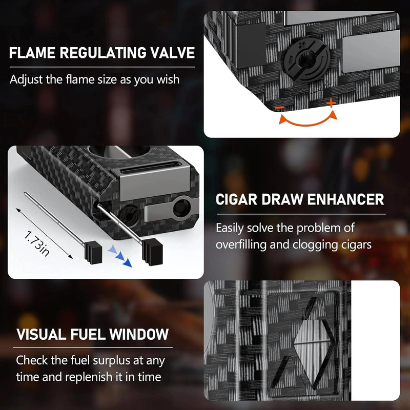 Jet Flame Cigar Lighter with Cutter & Punch