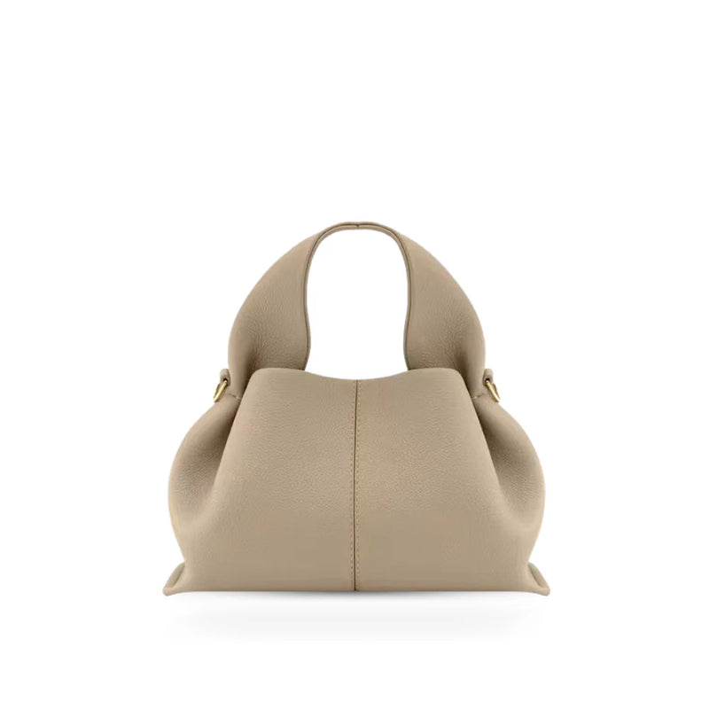 Soft Leather Shoulder Bag with French Texture