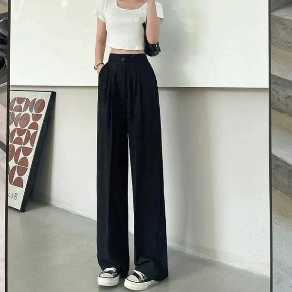 Breathable silk wide-leg pants