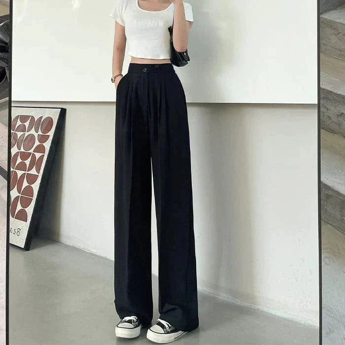 Breathable silk wide-leg pants