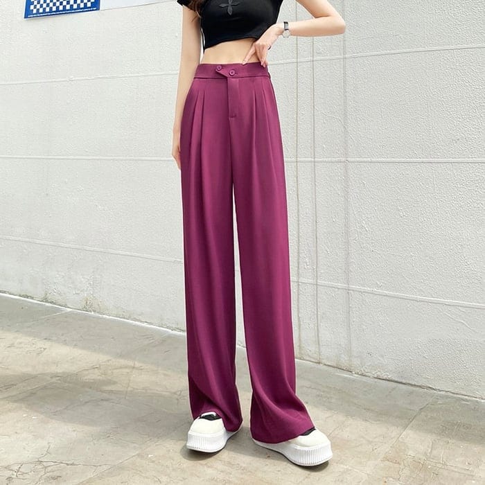 Breathable silk wide-leg pants