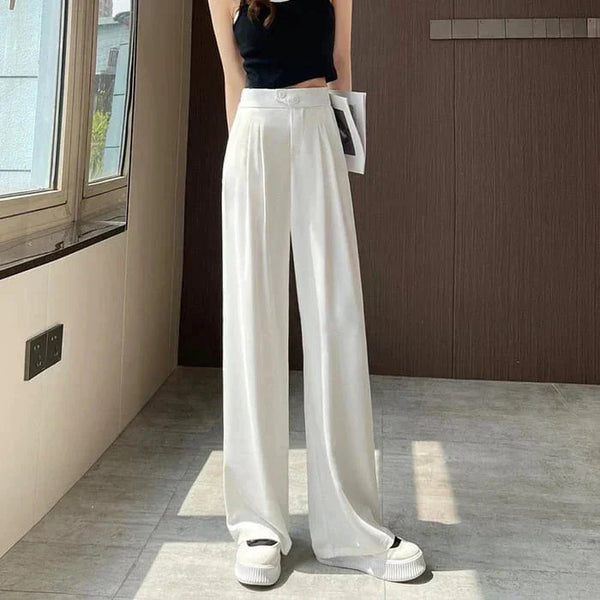 Breathable silk wide-leg pants