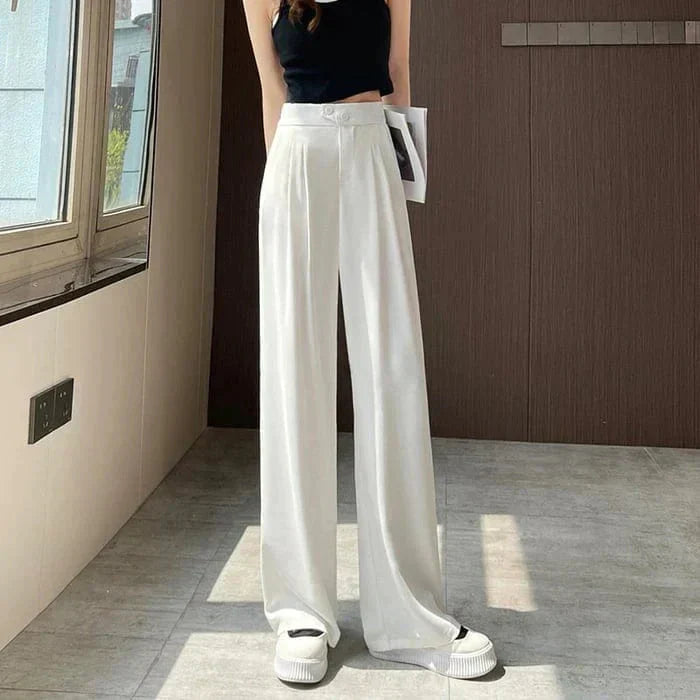 Breathable silk wide-leg pants