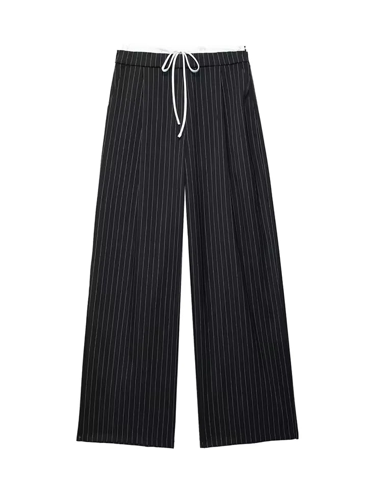 Women's High-Waisted Lace-Up Straight Pants