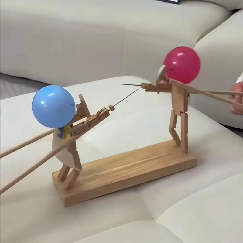 Wooden fencing puppets game