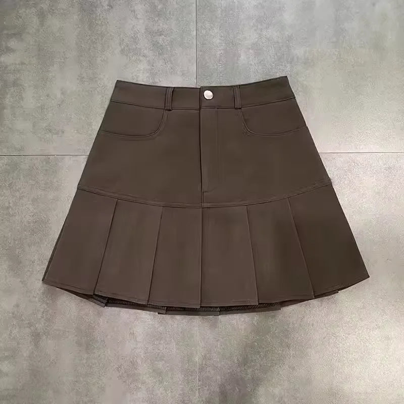Vintage high-waist pleated mini skirt