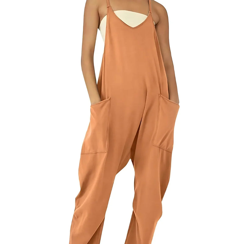 Comfortable Zipper Jumpsuit With Pockets